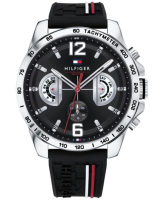 Tommy Hilfiger - Men's Black Silicone Strap Watch 46mm