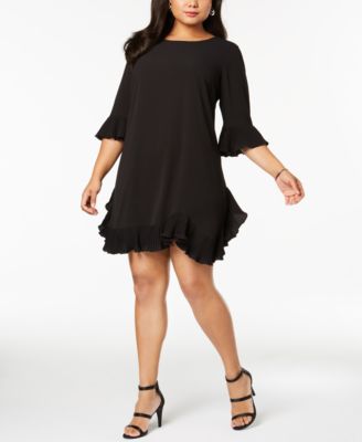 MSK - Plus Size Pleated Ruffle Dress