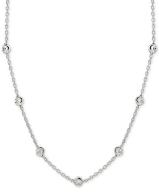 Giani Bernini - Beaded Station Statement Necklace in Silver, 18k Gold-Plated Silver or 18k Rose Gold-Plated Silver, 18" + 2" extender