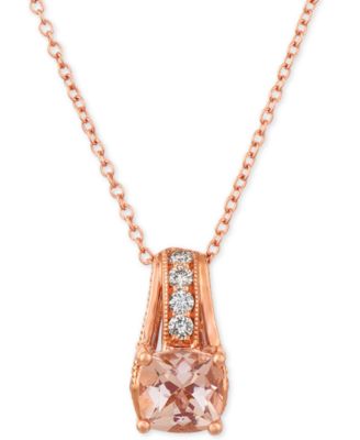 Le Vian - Peach & Nude Peach Morganite (5/8 ct.t.w.) and Nude Diamonds (1/4 ct. t.w.) 18" Pendant Necklace in 14k Rose Gold