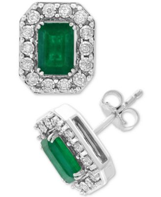 EFFY Collection - Emerald (1-7/8 ct. t.w.) & Diamond (1/5 ct. t.w.) Earrings in 14k White Gold (Also in Yellow Gold)