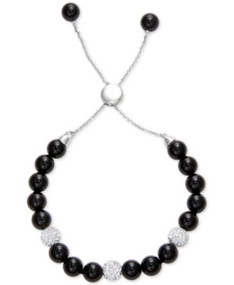 Macy's - Onyx (8mm) and Crystal Adjustable Bolo Bracelet
