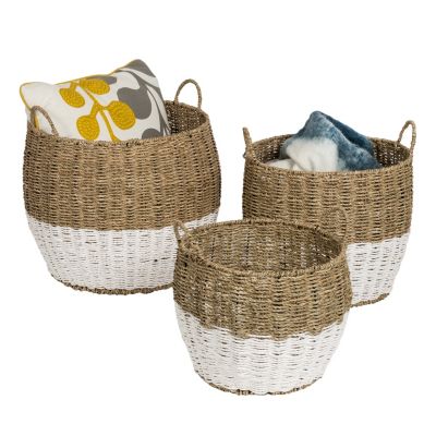 Honey Can Do - Set of 3 Round Nesting Seagrass Baskets with Handles