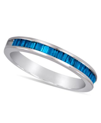 Macy's - Sterling Silver Ring, Blue Diamond Baguette Ring (1/2 ct. t.w.)