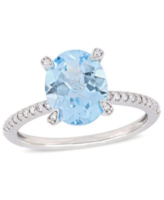 Macy's - Blue Topaz (3-3/4 ct.t.w.) and Diamond (1/10 ct.t.w.) Ring in 10k White Gold