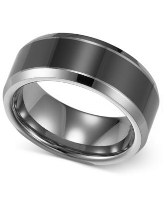 Triton - Men's Tungsten Carbide and Ceramic Ring, 8mm Wedding Band