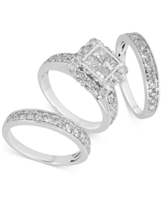 Macy's - Diamond Princess Halo Bridal Set (3 ct. t.w.) in 14k White Gold