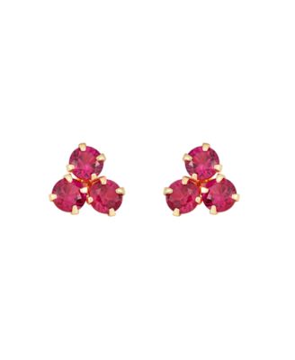 Macy's - Ruby (3/4 ct. t.w.) Button Stud in 10k Yellow Gold