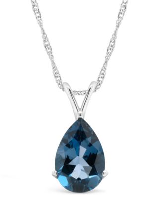 Macy's - Pear-shape Gemstone Pendant Necklace in Sterling Silver. Available in Blue Topaz (3-1/3 ct. t.w.) and Garnet (3-1/3 ct. t.w.)