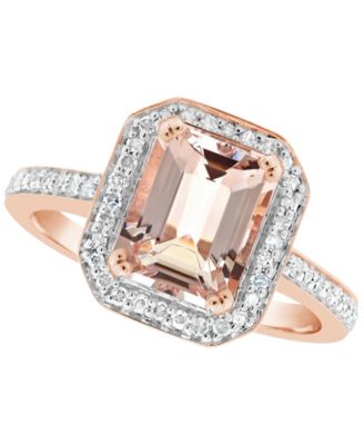 Macy's - Morganite (2 ct. t.w.) and Diamond (1/4 ct. t.w.) Ring in 14K Rose Gold-Plated Sterling Silver