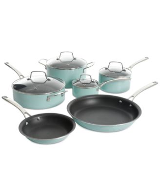 Martha Stewart Collection - 10-Pc. Hard-Enameled Aluminum Nonstick Cookware Set