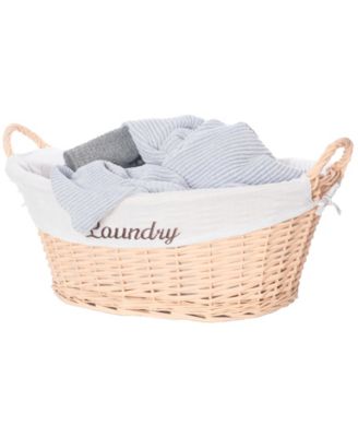Vintiquewise - Willow Laundry Hamper Basket with Liner and Side Handles