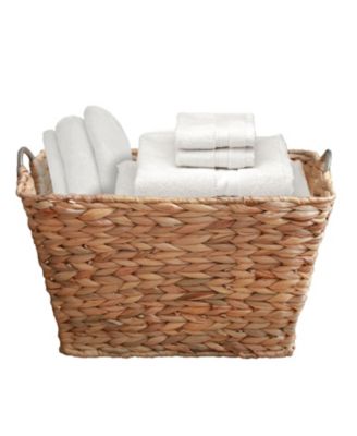 Vintiquewise - Water Hyacinth Wicker Large Square Storage Laundry Basket with Handles