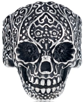 Andrew Charles by Andy Hilfiger - Men's Ornamental Skull Ring in Oxidized Stainless Steel