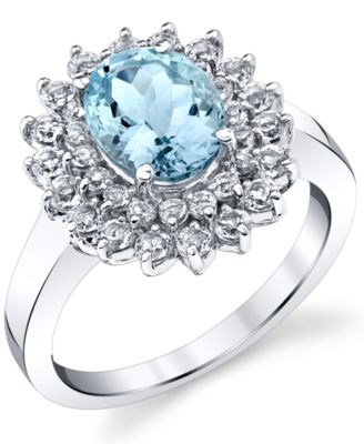 Macy's - Aquamarine (1-7/8 ct. t.w.) & White Topaz (1-1/4 ct. t.w.) Ring in Sterling Silver