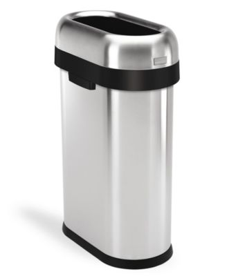 simplehuman - Brushed Stainless Steel 50 Liter Slim Open Trash Can