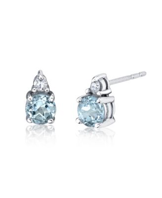 Macy's - Aquamarine (1/2 ct. t.w.) & Diamond (1/20 ct. t.w.) Earrings in 14k White Gold