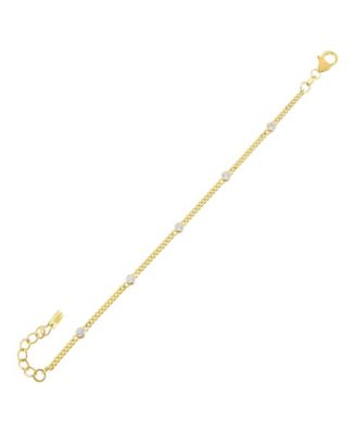 by Adina Eden - Cubic Zirconia Bezel Cuban Chain Bracelet