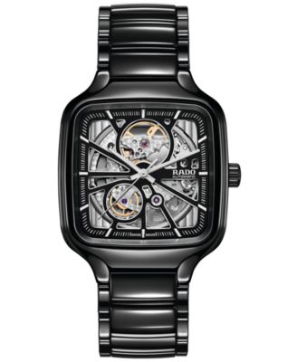Rado - Women's Swiss Automatic True Square Black High Tech Ceramic Bracelet Watch 38mm