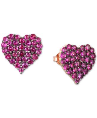 Le Vian - Passion Ruby™ Heart Cluster Stud Earrings (1-1/5 ct. t.w.) in 14k Rose Gold