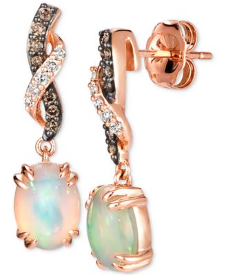 Le Vian - Neopolitan Opal (1-1/5 ct. t.w.) & Diamond (1/5 ct. t.w.) Twist Drop Earrings in 14k Rose Gold