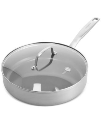 GreenPan - Chatham Stainless Ceramic Nonstick 3.75-Qt. Saut&eacute; Pan & Lid