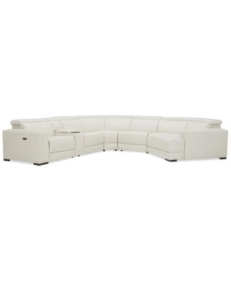 Furniture - Jenneth 6-Pc. Leather Sofa with 2 Power Motion Recliners and Cuddler