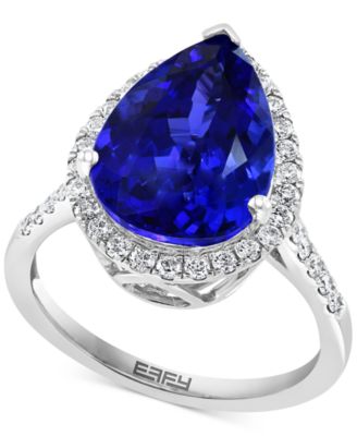 EFFY Collection - Tanzanite (6 ct. t.w.) & Diamond (3/8 ct. t.w.) Halo Ring in 14k White Gold