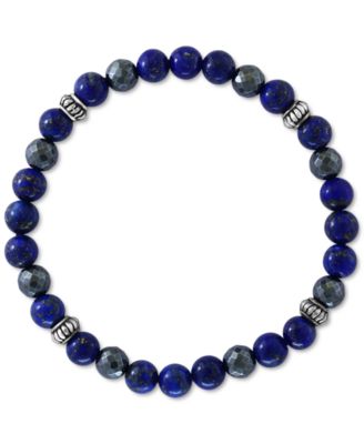 EFFY Collection - Men's Lapiz Lazuli & Hematite Bead Stretch Bracelet in Sterling Silver