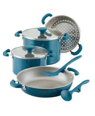 Rachael Ray - Create Delicious Stackable Nonstick 8-Pc. Cookware Set, Teal Shimmer