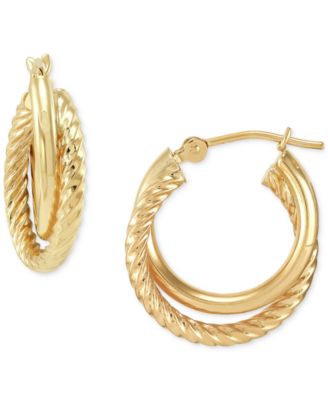 Macy's - Twisted & Smooth Small Hoop Earrings in 14k Gold