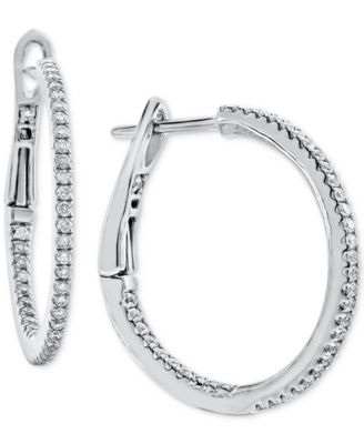 Macy's - Diamond Inside Out Hoop Earrings (1/4 ct. t.w.) in 14k White Gold