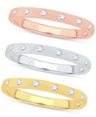 Macy's - 3-Pc. Set Diamond Tri-Tone Stack Rings (1/5 ct. t.w.)