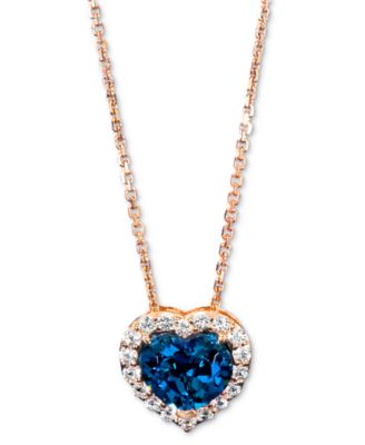 Le Vian - London Blue Topaz (2 ct. t.w.) & Vanilla Topaz (1/2 ct. t.w.) Heart Halo 18" Pendant Necklace in 14k Rose Gold