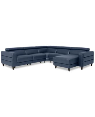 Furniture - Silvanah 5-Pc. Leather Sectional with Storage Chaise and 2 Power Recliners