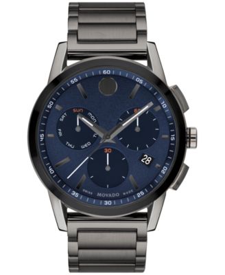 Movado - Men's Swiss Chronograph Museum Sport Gray PVD Stainless Steel Bracelet Watch 43mm