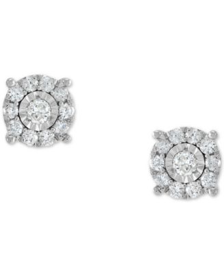 Macy's - Diamond Halo Stud Earrings (1/2 ct. t.w.) in 14k White Gold