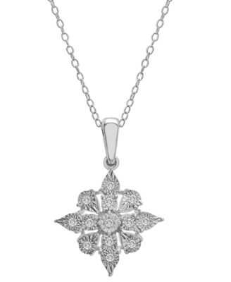 Macy's - Diamond Cluster 18" Pendant Necklace (1/10 ct. t.w.)  in Sterling Silver, Created for
