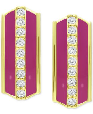 Giani Bernini - Cubic Zirconia & Enamel Hoop Earrings