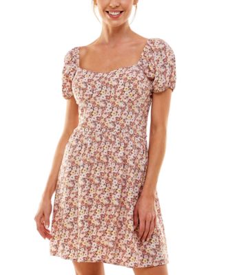 As U Wish - Juniors' Puff-Sleeve Dress