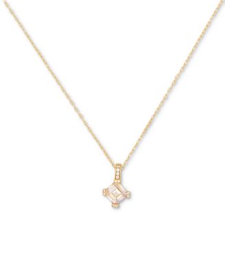 kate spade new york - Pav&eacute; & Square Cubic Zirconia Mini Pendant Necklace, 16" + 3" extender