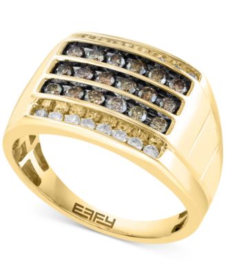 EFFY Collection - Men's Espresso Diamond (5/8 ct. t.w.) & White Diamond (1/3 ct. t.w.) Ring in 14k Gold