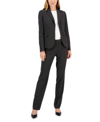 Anne Klein - Women's Pinstripe Two-Button Jacket & Flare-Leg Pants & Pencil Skirt