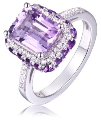 Macy's - Amethyst (4 ct. t.w.) & White Topaz (1/5 ct. t.w.) Halo Ring in Sterling Silver (Also in Blue Topaz & Citrine/Garnet)