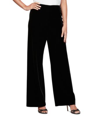 Alex Evenings - Women's Velvet Flat-Front Pull-On Pants