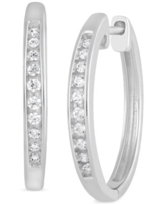 Forever Grown Diamonds - Lab-Created Diamond Small Hoop Earrings (1/4 ct. t.w.) in Sterling Silver