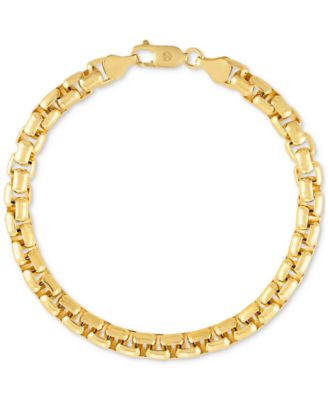 Esquire Men's Jewelry - Rounded Box Link Chain Bracelet in 14k Gold-Plated Sterling Silver