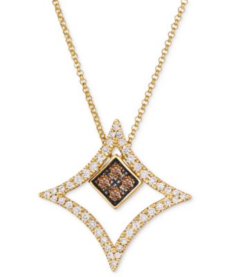 Le Vian - Nude Diamond (1/3 ct. t.w.) & Chocolate Diamond (1/5 ct. t.w.) Geometric Pendant Necklace in 14k Gold, 18" + 2" extender