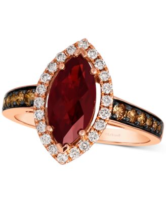 Le Vian - Pomegranate Garnet (2 ct. t.w.) & Diamond (1/2 ct. t.w.) Halo Ring in 14k Rose Gold