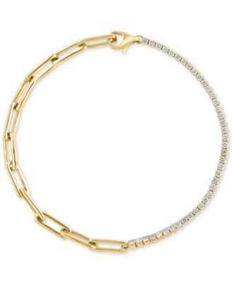 EFFY Collection - Diamond Paperclip Link Demi Bracelet (3/4 ct. t.w.) in 14k Gold